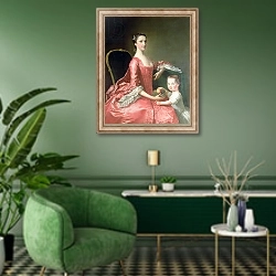 «Wife of Canon Bowles» в интерьере гостиной в зеленых тонах