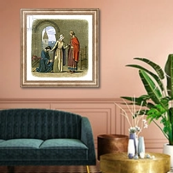 «Richard pardons his brother John» в интерьере классической гостиной над диваном