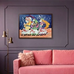 «Three Shepherds» в интерьере гостиной с розовым диваном