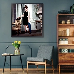 «Ann-Margret 16» в интерьере гостиной в стиле ретро в серых тонах
