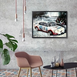 «Автомобили в искусстве 73» в интерьере в стиле лофт с бетонной стеной
