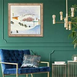 «Inverno» в интерьере в классическом стиле с зеленой стеной