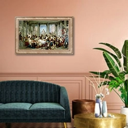 «The Romans of the Decadence, 1847» в интерьере классической гостиной над диваном