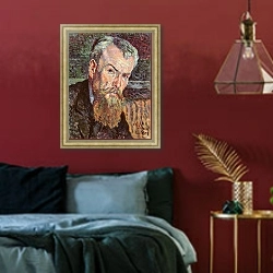 «Portrait of Henri Edmond Cross 1898» в интерьере спальни с акцентной стеной