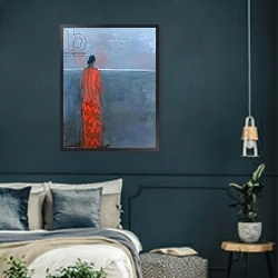 «Red Lady, 2003» в интерьере классической спальни с темными стенами