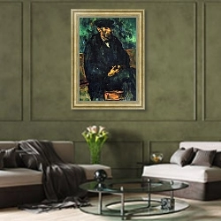 «Портрет садовника Валье» в интерьере гостиной в оливковых тонах