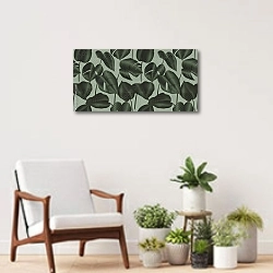 «Шелковые листья филодендрона» в интерьере современной комнаты над креслом
