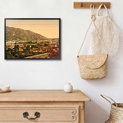 «Италия. Вид города Комо» в интерьере в стиле ретро над комодом