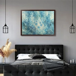 «Голубое цветение» в интерьере современной спальни с черной кроватью