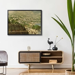 «Монако. Монте-Карло» в интерьере комнаты в стиле ретро над тумбой
