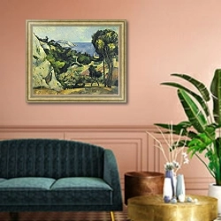 «Купальщики 3» в интерьере классической гостиной над диваном