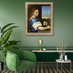 «Дочь Ирода» в интерьере гостиной в зеленых тонах