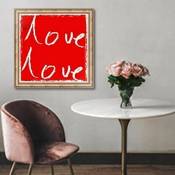 «Love Love» в интерьере в классическом стиле над креслом