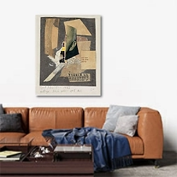 «Collage Black Yellow and Ear» в интерьере современной гостиной над диваном