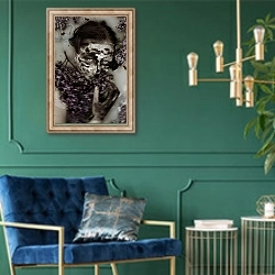 «BeautyBeast, 2015, screen print» в интерьере в классическом стиле с зеленой стеной