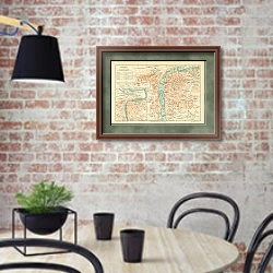 «Карта Праги, конец 19 в. 3» в интерьере кухни в стиле лофт с кирпичной стеной