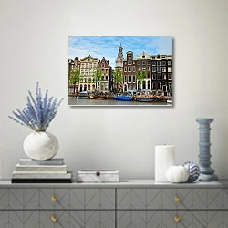 «Амстердам 23» в интерьере современной гостиной с голубыми деталями