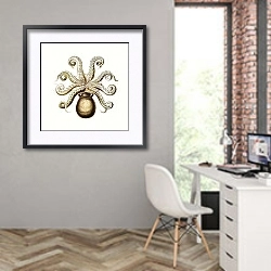 «Vintage octopus marine life 2» в интерьере современного кабинета на стене