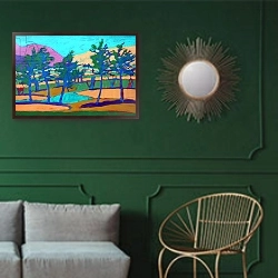«Son Vida» в интерьере классической гостиной с зеленой стеной над диваном
