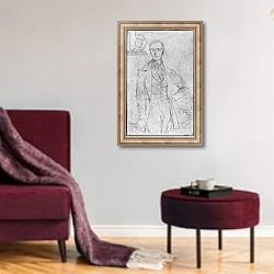 «Portrait of Alphonse de Lamartine, 1844 2» в интерьере гостиной в бордовых тонах
