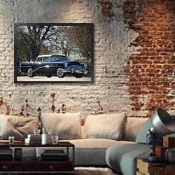 «Buick Landau Show Car '1954» в интерьере гостиной в стиле лофт с кирпичной стеной