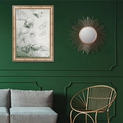 «Studies for the Figure of Bramante» в интерьере классической гостиной с зеленой стеной над диваном