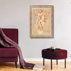 «Venus and Cupid» в интерьере гостиной в бордовых тонах