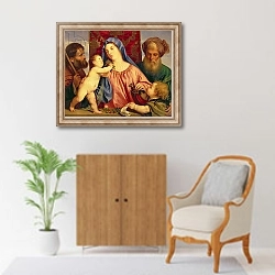 «Madonna of the Cherries with Joseph, St. Zacharias and John the Baptist» в интерьере в классическом стиле над комодом