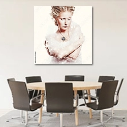 «Зимний макияж и украшения» в интерьере конференц-зала с круглым столом