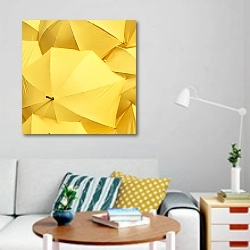«Желтые зонты» в интерьере гостиной в стиле поп-арт с яркими деталями