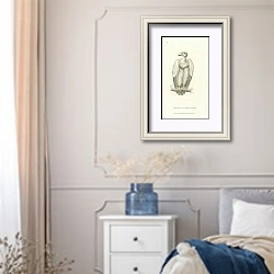 «Fulvous or Golden Vulture 1» в интерьере спальни в стиле прованс с синими деталями