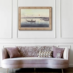 «Boats and Setting Sun» в интерьере гостиной в классическом стиле над диваном