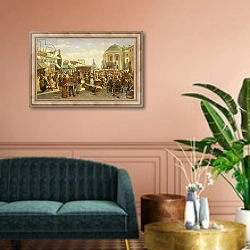 «The Town Fair» в интерьере классической гостиной над диваном