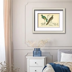 «Goldsmith's Birds №2 1» в интерьере спальни в стиле прованс с синими деталями