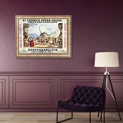 «Poster advertising St.George's Opera House» в интерьере в классическом стиле в фиолетовых тонах