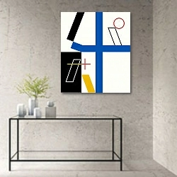 «Four spaces with a broken cross» в интерьере в стиле минимализм над столом