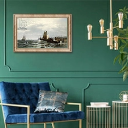 «Newcastle on the Delaware, 1872» в интерьере в классическом стиле с зеленой стеной