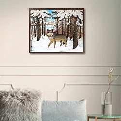 «Волк в сосновом лесу» в интерьере в классическом стиле в светлых тонах