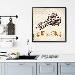 «Иллюстрация с сельдереем» в интерьере кухни над мойкой