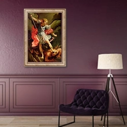 «The Archangel Michael defeating Satan» в интерьере в классическом стиле в фиолетовых тонах