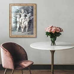 «Three Cupids» в интерьере в классическом стиле над креслом