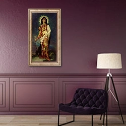 «St. Margaret Slaying the Dragon» в интерьере в классическом стиле в фиолетовых тонах