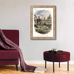 «Illustration for Oliver Twist» в интерьере гостиной в бордовых тонах