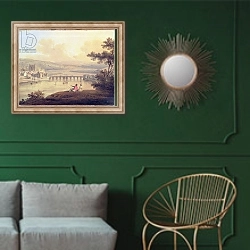 «Rochester, 1799» в интерьере классической гостиной с зеленой стеной над диваном