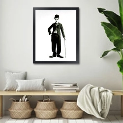 «Chaplin, Charlie 4» в интерьере комнаты в стиле ретро с плетеными корзинами