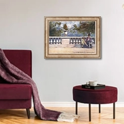 «In the Tuileries» в интерьере гостиной в бордовых тонах