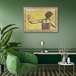«Femme Joyeuse 2» в интерьере гостиной в зеленых тонах