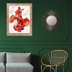 «Jazz 1» в интерьере классической гостиной с зеленой стеной над диваном