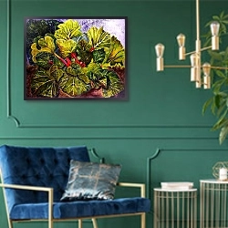 «rhubarb» в интерьере в классическом стиле с зеленой стеной