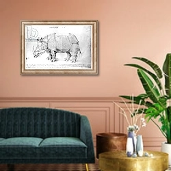 «Rhinoceros, 1515» в интерьере классической гостиной над диваном
